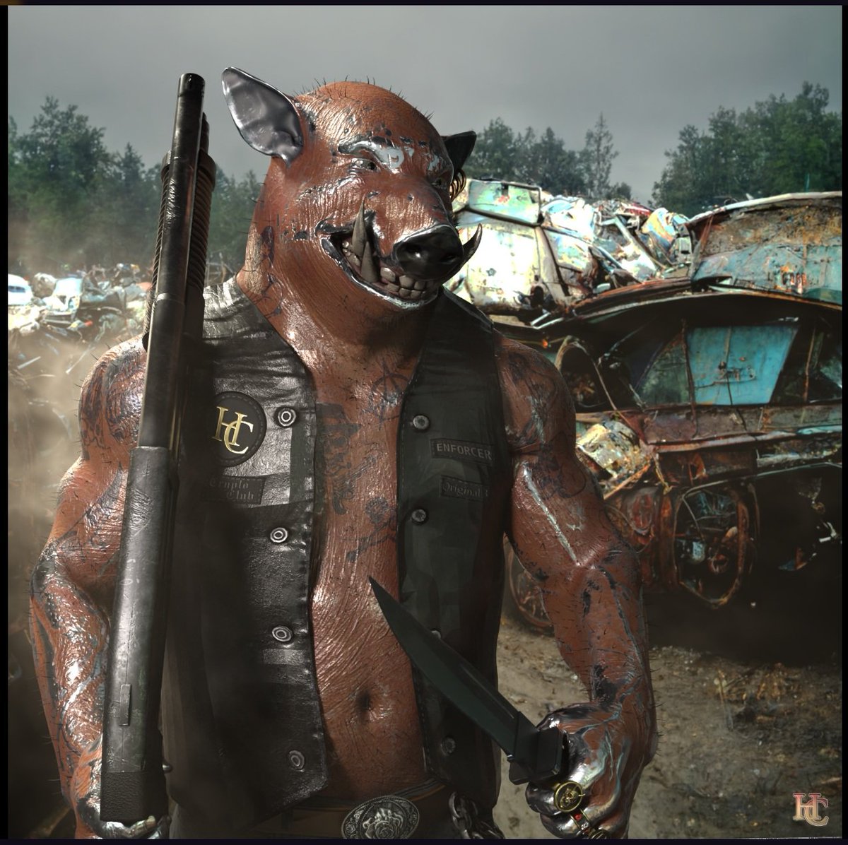 TrajanBench's tweet image. Thanks HG Hogz for this amazing prize from today's raffle. This guy will be the leader of my Hogz family. Love the details in the junkyard!