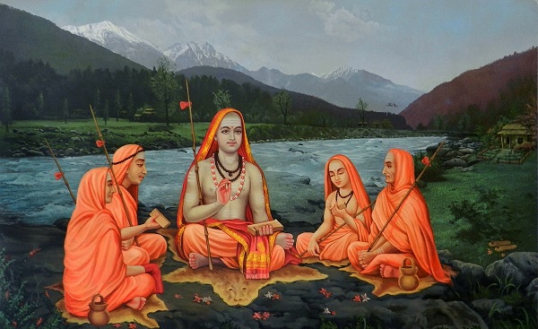 नारायणं पद्मभवं वशिष्ठं शक्तिं च तत्पुत्र पराशरं च।
व्यासं शुकं गौडपदं महान्तं गोविन्दयोगीन्द्र मथास्यशिष्यम्॥
श्रीशंकराचार्य मथास्य पद्मपादं च हस्तामलकम् च शिष्यान्।
तं त्रोटकं वार्तिककारमन्यान् अस्मद् गुरून्सन्तत मानतोस्मि॥