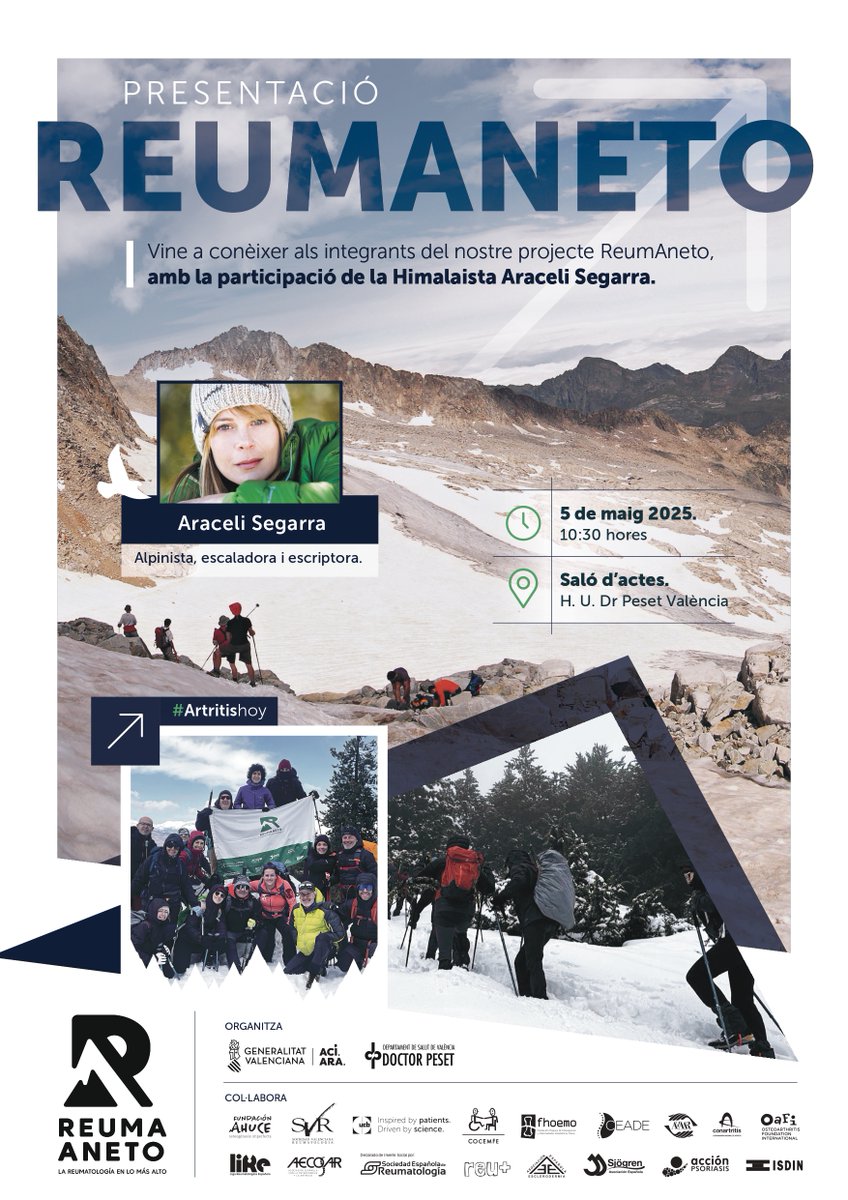 GVADrPeset's tweet image. 🏥🏔️El próximo lunes 5 de mayo, ven a @GVADrPeset para conocer al equipo de #ReumAneto en esta charla-coloquio con la alpinista @Aracelisegarra.

➡️¡La ascensión al Aneto está cada vez más cerca!