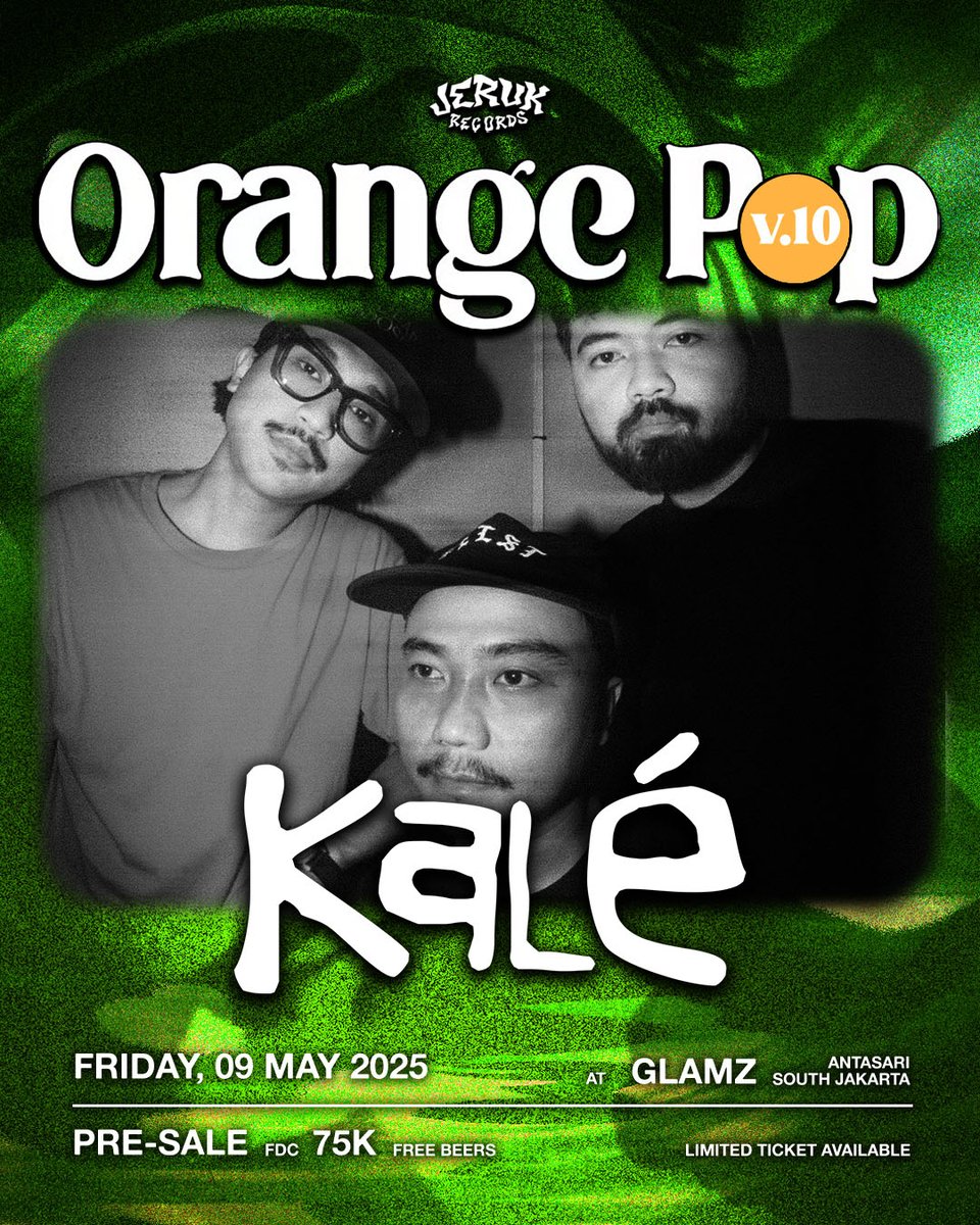 Yess final Line-up Orange Pop Vol.10 will be <a href="/kaleband/">F Vasquez R</a> (BDG)"Mistake Tour 2025" 💥
We're really excited to announce that they'll be part of our line-up at ORANGE POP VOL.10 Friday, May 9th.
Ps : Some exclusive merch will be available at venue 🍊
#Kalé
#OrangePopVol10
#JerukRecord