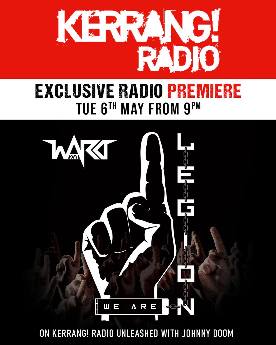 Ward XVI (@wardxviofficial) on Twitter photo Inmates.. we have insane news for you.
On the 6th May our new single ‘WE ARE LEGION’ will be premiered on <a href="/KerrangRadio/">Kerrang! Radio</a> by Johnny Doom from 9pm.
#WeAreOne #newsingle Inmates.. we have insane news for you.
On the 6th May our new single ‘WE ARE LEGION’ will be premiered on <a href="/KerrangRadio/">Kerrang! Radio</a> by Johnny Doom from 9pm.
#WeAreOne #newsingle