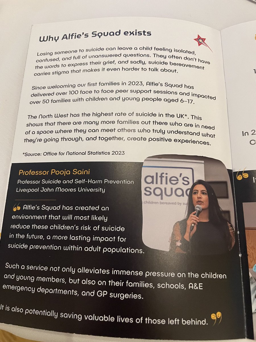 poojaliverpool's tweet image. A fun fabulous fundraiser for @AlfiesSquad sponsored by @LFCFoundation  

Such a wonderful evening celebrating the important and impactful work being done for children and families bereaved by suicide #suicideprevention #research #evaluation