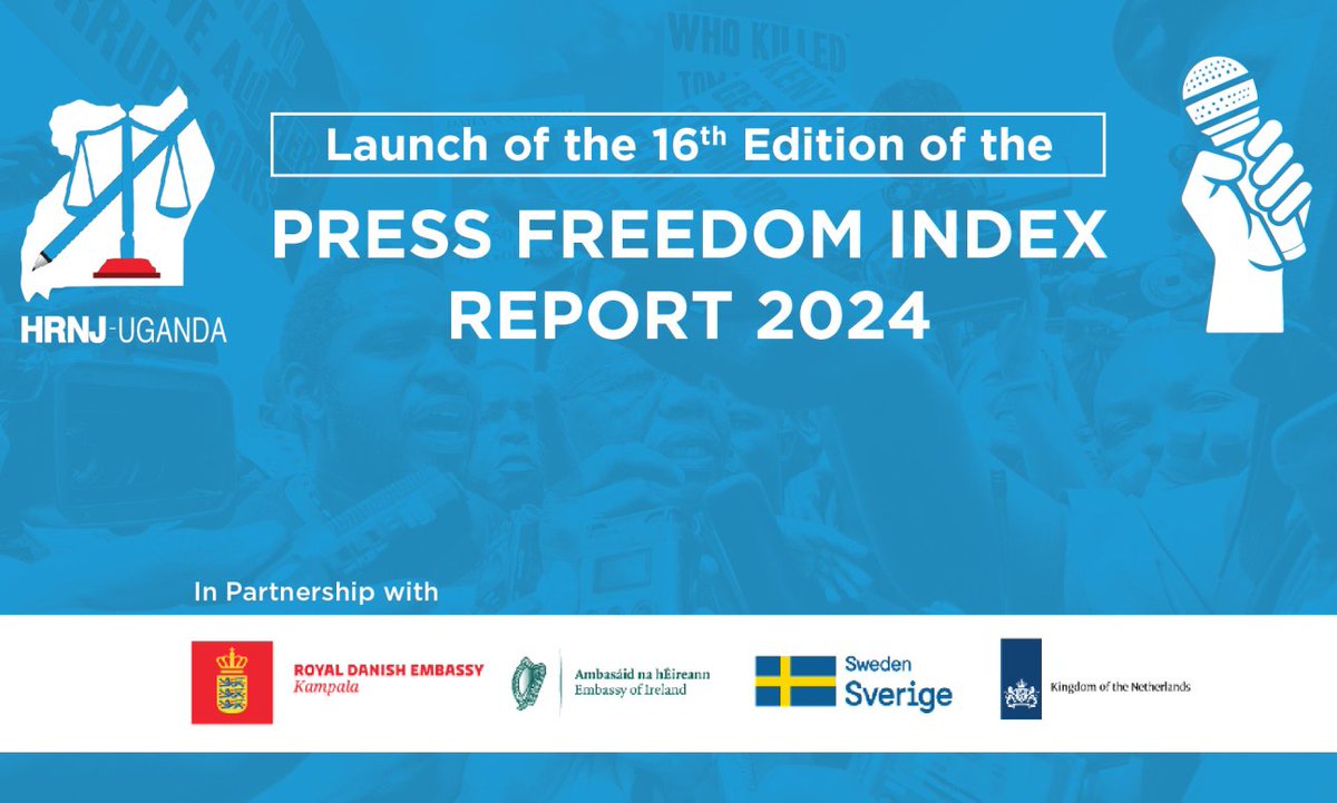 HRNJ-Uganda is set to launch the 16th Press Freedom Index Report 2024 today. The report will highlight media freedom trends, violations, and progress in #Uganda. Don’t miss it! Follow live here: bit.ly/3EYfqlP
#HRNJPFI24