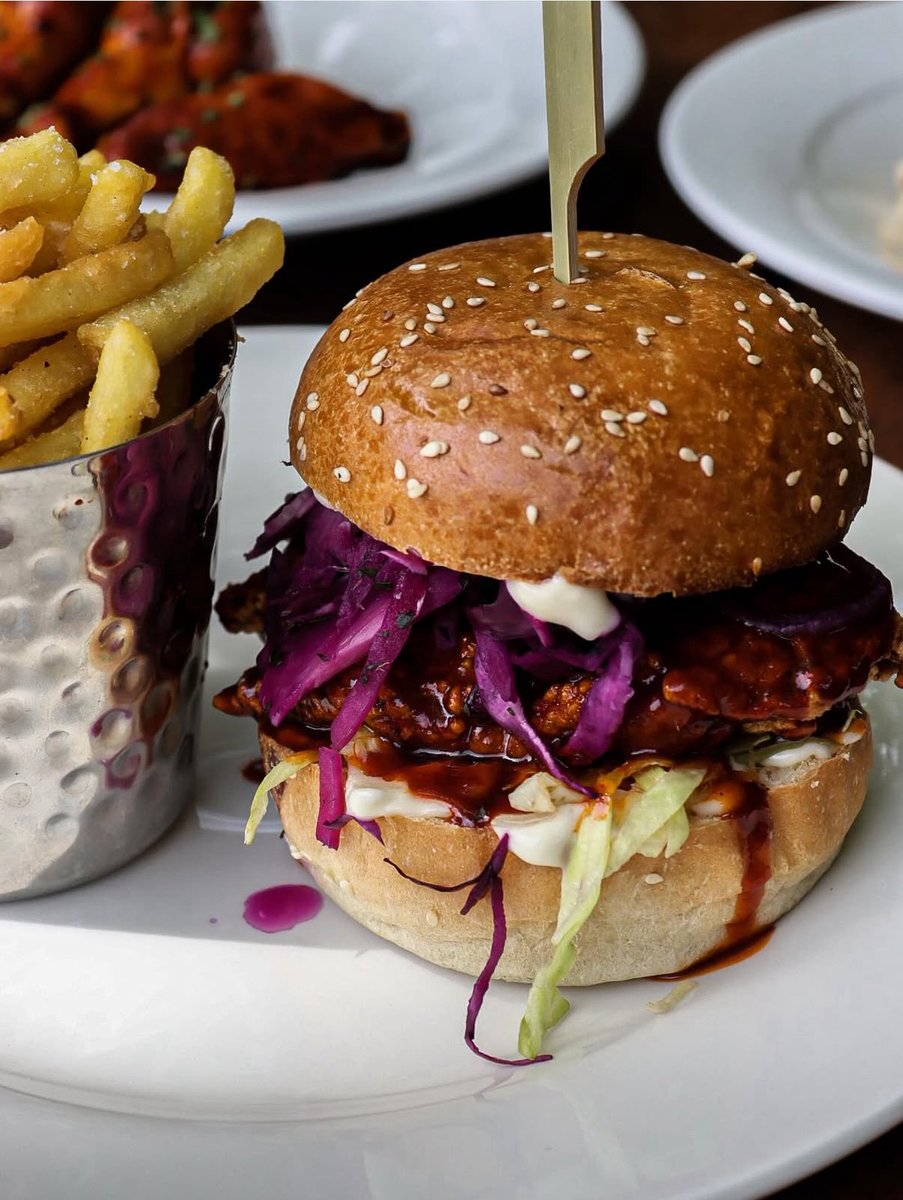 Chin dripping, perfectly spiced, and perfect with a pint or two!

Our Gochujang Chicken burger is an ideal lunch or dinner in one of our gorgeous gardens!