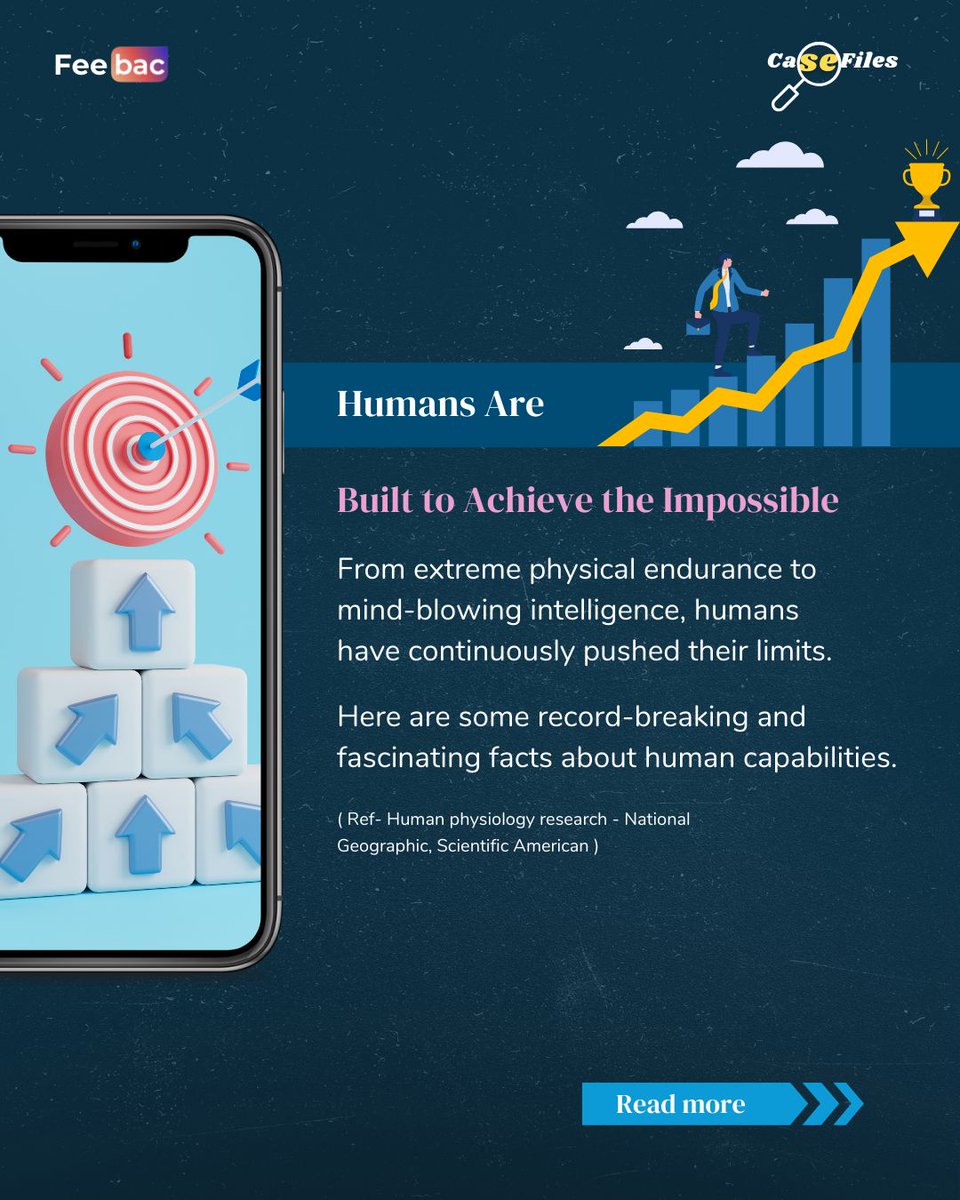 feebac_media's tweet image. 🚀💥CaseFile Drop | Pushing The Limits: How Humans Defy Boundaries🌍🔥
We weren’t built to fly, run 100 miles, or live off-Earth—but we do. 🧠💪

This week’s CaseFile dives into:
🔹 Epic endurance feats
🔹 Innovation beyond limits
🔹 Survival &amp;amp; reinvention
#FeebacCaseFile 
(1/2)