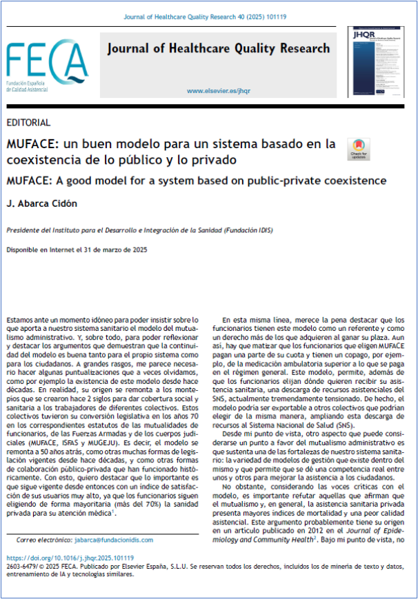 Journal of Healthcare Quality Research (@jhealthqualityr) on Twitter photo 📰 MUFACE: un buen modelo para un sistema basado en la coexistencia de lo público y lo privado
✏️Editorial por J Abarca Cidón en el <a href="/JHealthQualityR/">Journal of Healthcare Quality Research</a> #RevistaSECA #JHQR
👉 bit.ly/44LrEJ6
✅ #CalidadAsistencial #MUFACE #FundacionIDIS #Mutualismo #Competencia #Equidad 📰 MUFACE: un buen modelo para un sistema basado en la coexistencia de lo público y lo privado
✏️Editorial por J Abarca Cidón en el <a href="/JHealthQualityR/">Journal of Healthcare Quality Research</a> #RevistaSECA #JHQR
👉 bit.ly/44LrEJ6
✅ #CalidadAsistencial #MUFACE #FundacionIDIS #Mutualismo #Competencia #Equidad
