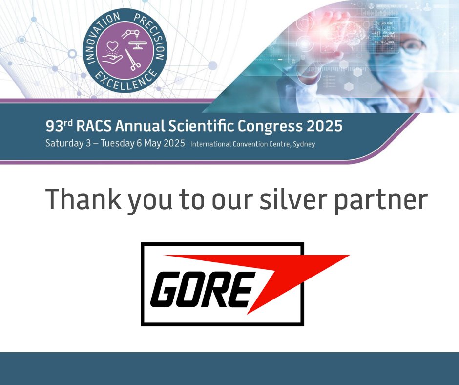 RACSurgeons's tweet image. Shoutout to Gore for their incredible support as a Silver Partner of the RACS ASC 2025. Your contribution is crucial to the success of this event, and we can’t wait to continue this journey together in Sydney. See you there!