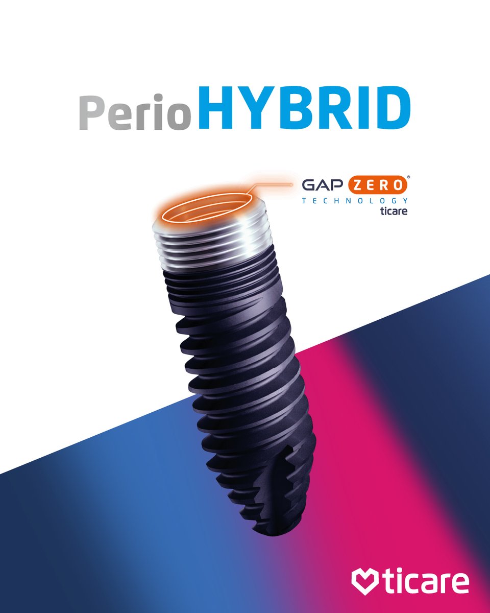 ticareimplants's tweet photo. Diseñado para superar los desafíos más exigentes en implantología, PerioHYBRID de Ticare representa la solución perfecta para pacientes de riesgo.

Su diseño híbrido garantiza cero remodelación ósea y mejor predictibilidad.

#Implantología #PerioHYBRID #hibridol #gapZero https://t.co/4Fkh1UC3OB