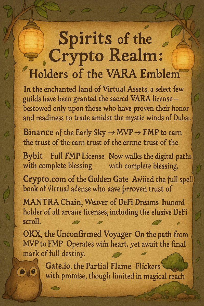 Rahul (@rahul_2503) on Twitter photo The VARA License is the biggest key for RWA Industry.
Only few managed to get in the elite list.
Likes of <a href="/binance/">Binance</a>
<a href="/Bybit_Official/">Bybit</a> <a href="/cryptocom/">Crypto.com</a> &
<a href="/MANTRA_Chain/">MANTRA | Tokenizing RWAs</a> (Highly Rare & includes DeFi scope) are there.
MANTRA has still firepowers, show some faith in <a href="/jp_mullin888/">JP Mullin (🕉, 🏘️)</a> 🕉️🤝
$OM The VARA License is the biggest key for RWA Industry.
Only few managed to get in the elite list.
Likes of <a href="/binance/">Binance</a>
<a href="/Bybit_Official/">Bybit</a> <a href="/cryptocom/">Crypto.com</a> &
<a href="/MANTRA_Chain/">MANTRA | Tokenizing RWAs</a> (Highly Rare & includes DeFi scope) are there.
MANTRA has still firepowers, show some faith in <a href="/jp_mullin888/">JP Mullin (🕉, 🏘️)</a> 🕉️🤝
$OM