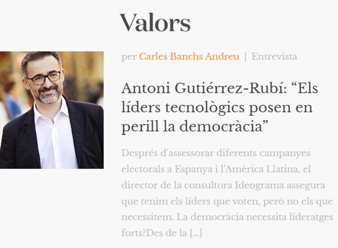 ideograma (@ideograma) on Twitter photo La <a href="/revistavalors/">Revista Valors. Filosofia de l'actualitat.</a> pubica aquest més de maig un monogràfic on es pregunta: #TenimElsLídersQueEnsMereixem? t.ly/0dD0g
Hi participen <a href="/marymvillena/">Mary M. Villena</a>, #JoséLuisÁlvarez, <a href="/ERPAS/">Ernesto M. Pascual</a> i <a href="/agonzalezpas/">Alberto González Pascual</a>.
Inclou una entrevista a l'<a href="/antonigr/">Antoni Gutiérrez</a> 👇 La <a href="/revistavalors/">Revista Valors. Filosofia de l'actualitat.</a> pubica aquest més de maig un monogràfic on es pregunta: #TenimElsLídersQueEnsMereixem? t.ly/0dD0g
Hi participen <a href="/marymvillena/">Mary M. Villena</a>, #JoséLuisÁlvarez, <a href="/ERPAS/">Ernesto M. Pascual</a> i <a href="/agonzalezpas/">Alberto González Pascual</a>.
Inclou una entrevista a l'<a href="/antonigr/">Antoni Gutiérrez</a> 👇