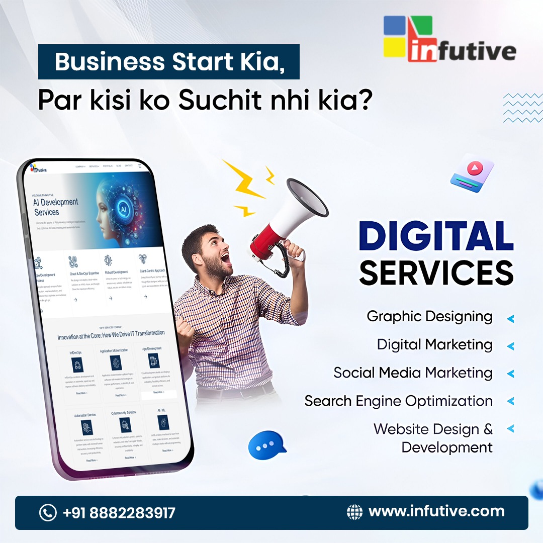 InFutiveTech's tweet image. 🚀 Business Start Kia, Par Abhi Tak Kisiko Suchit Nahi Kiya?

Aapka business tabhi grow karega jab logon ko uska pata chalega!

Let us help you spread the word and build a powerful online presence.

From graphic design to digital marketing and SEO — we do it all! 🌐💼
