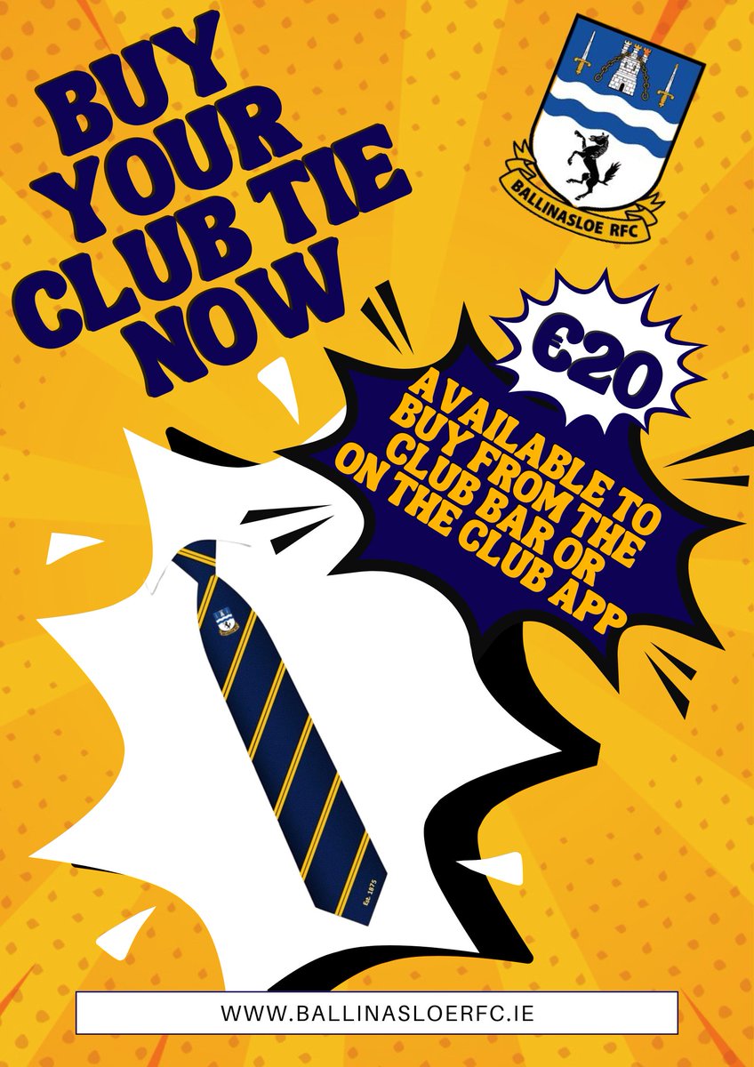 Club tie
Get your tickets here: member.clubspot.app/club/ballinasl…