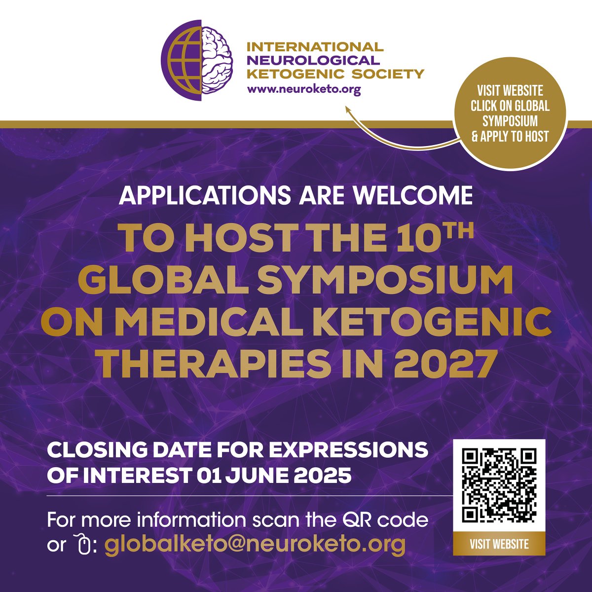 An exciting opportunity to host the 2027 Global Symposium on Medical Ketogenic Therapies!

Closing date for expressions of interest - 1 June 2025

Scan the code!

#medicalketogenicdiet #medicalketogenictherapies #medicalketogenictherapy