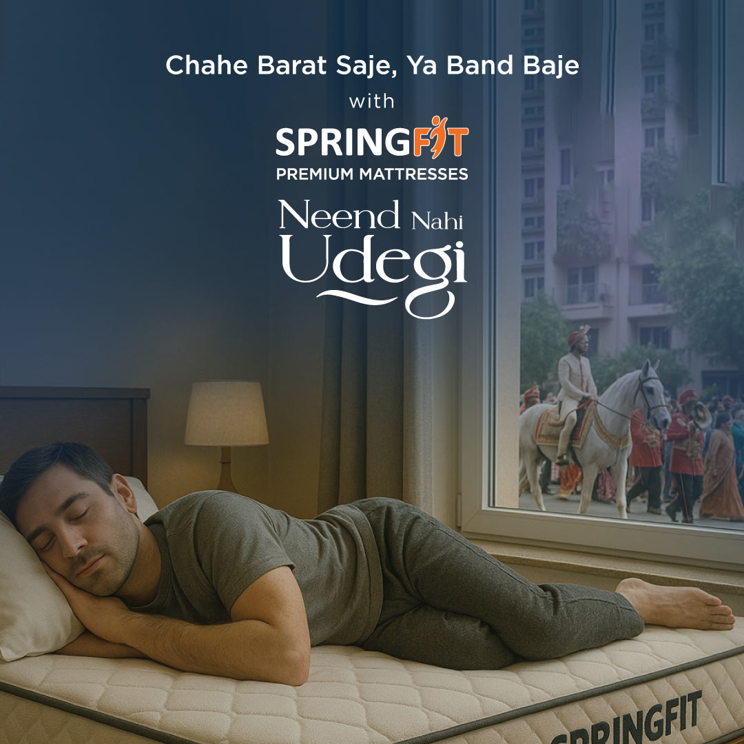 SpringfitSleep's tweet image. Whether it’s the neighbor’s party in full swing or a grand wedding celebration, nothing can ruin the party of sleep — with Springfit Premium Mattress.
#NeendNahiUdegi

#Springfit #SpringfitMattress #PremiumMattress #Mattress #HealthySleep #UndisturbedComfort