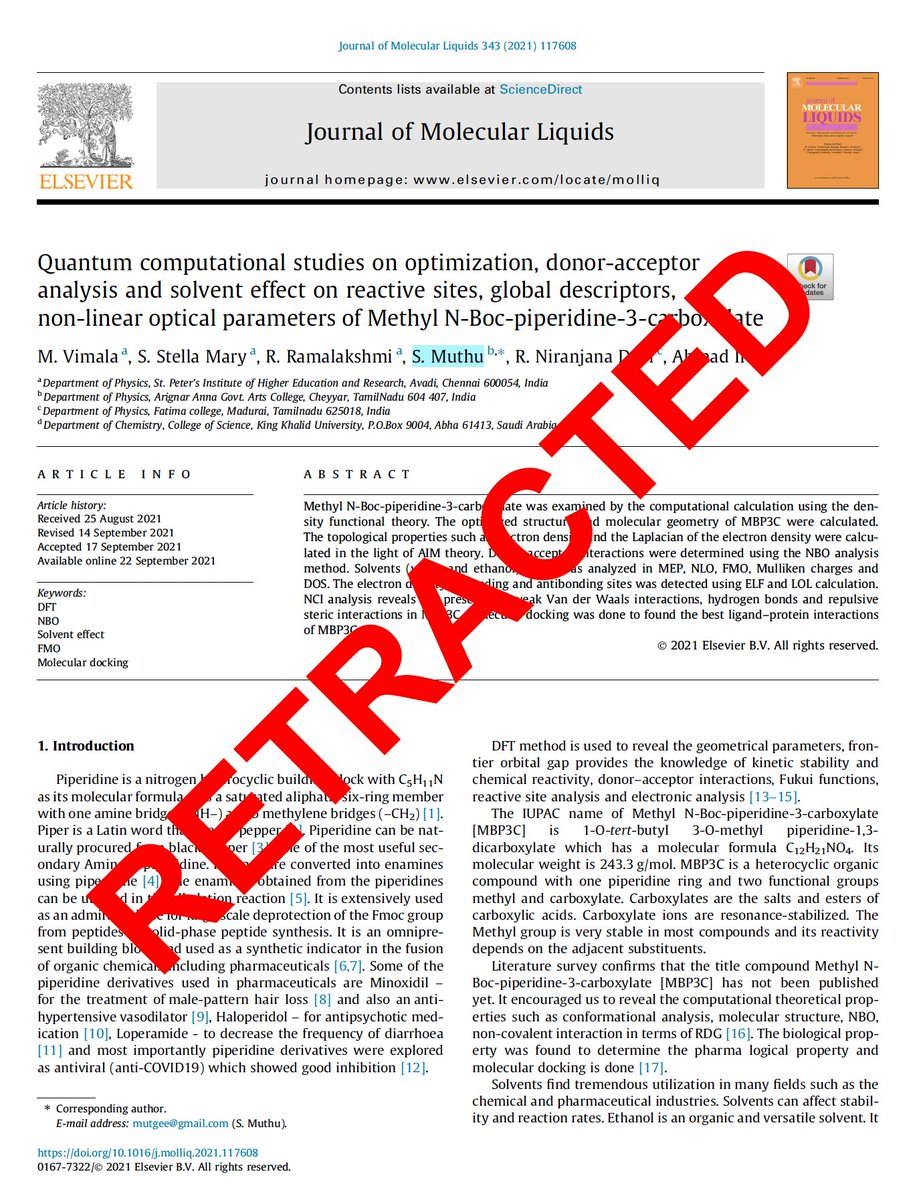 The #papermill #fraud S. Muthu gets 4 retractions for his BS! He has published over 400 papers and most are papermill junk! How many retractions will he ultimately have? Publishers need to wake up!