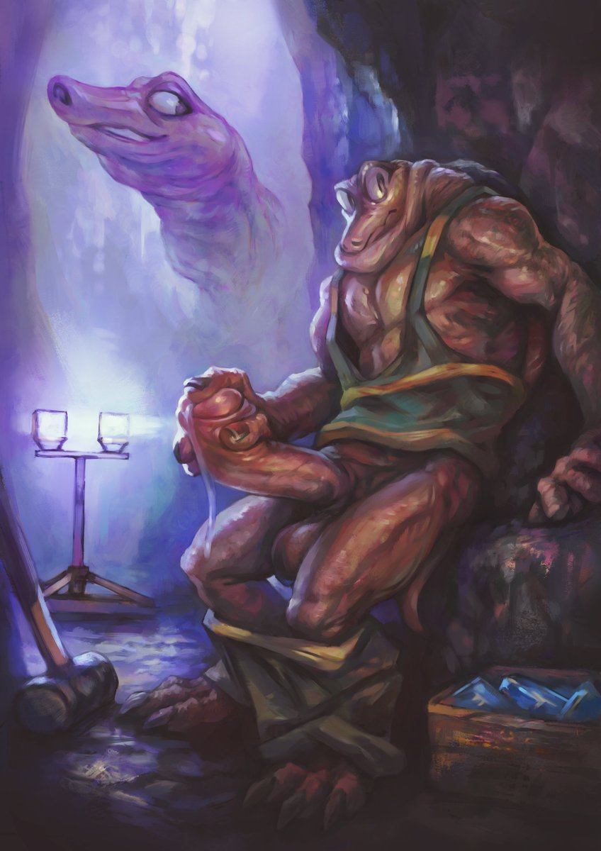 Softshell just mining his own business in caves.

My part for UNCUT artbook.
(Link to .pdf drive.google.com/file/d/1Jbp2UJ…)
Very glad to participate!