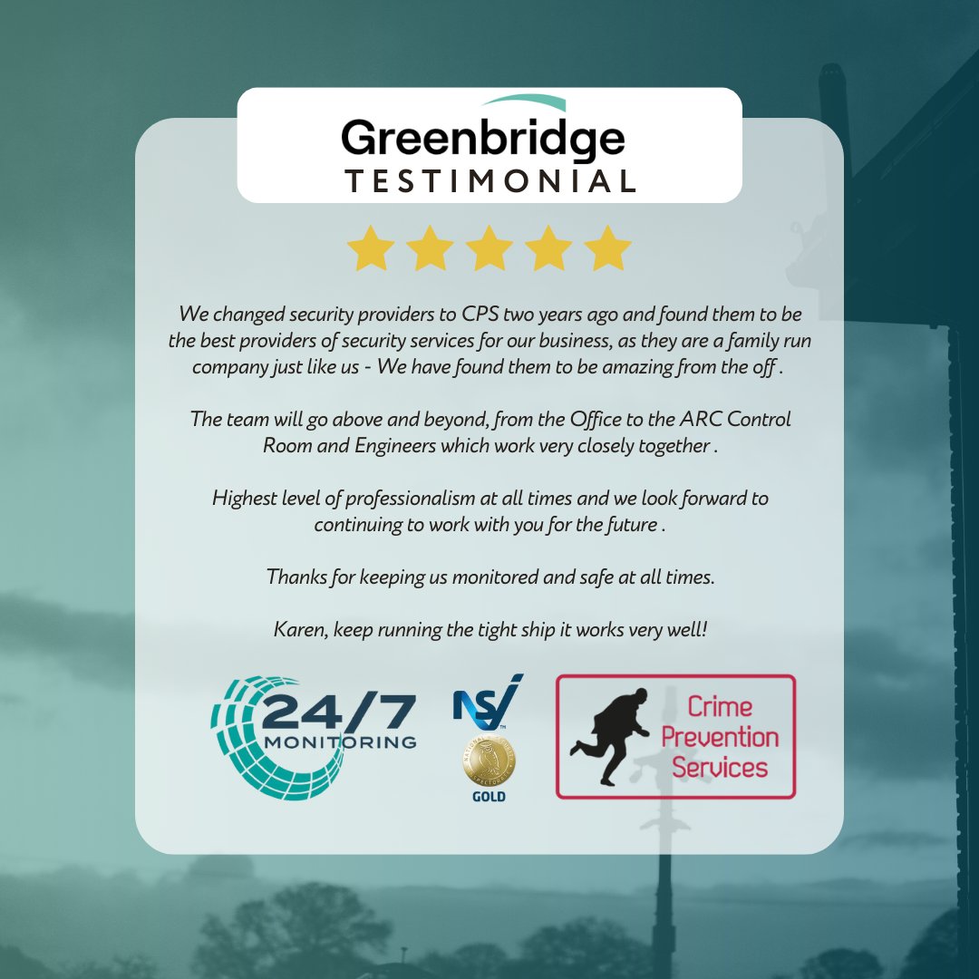 We were proud to takeover and upgrade the security system for Greenbridge Technology two years ago, and their kind words speak volumes. 
🚨 Thinking about switching security providers? Our expert takeover service makes it easy.
#ClientTestimonial #SecurityTakeover #NSIGold