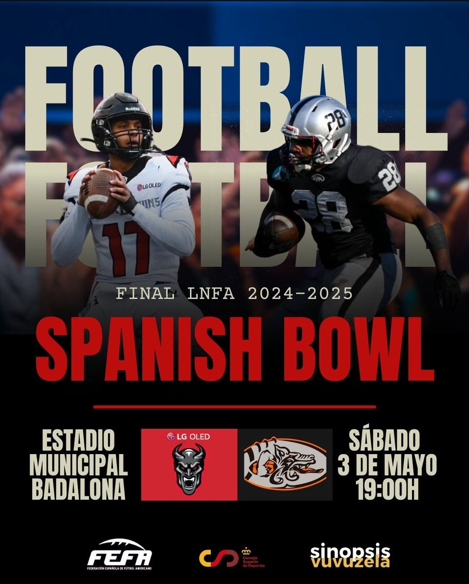 rafa99ref's tweet image. Y mañana...

Final de la LNFA Serie-A
Las Rozas Black Demons vs Badalona Dracs
19 h. Estadi Municipal de Badalona - Badalona

R - Rafa Miras
U - Pablo Mora
HL - Javier Lanz
LJ - Xavi Fernández
BJ - Antonio Valverde
FJ - Xavi Mestre
SJ - Francisco Lara