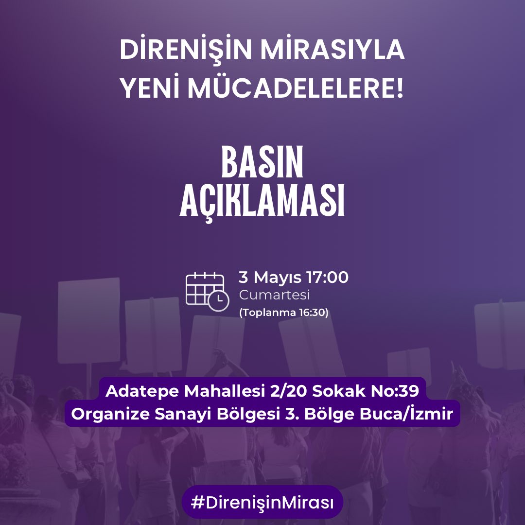 3 Mayıs 17:00’de direnişin mirasıyla yeni mücadelelere! 

Tüm siyasi partilere, sendikalara, stklara ve kamuoyuna çağrımızdır.