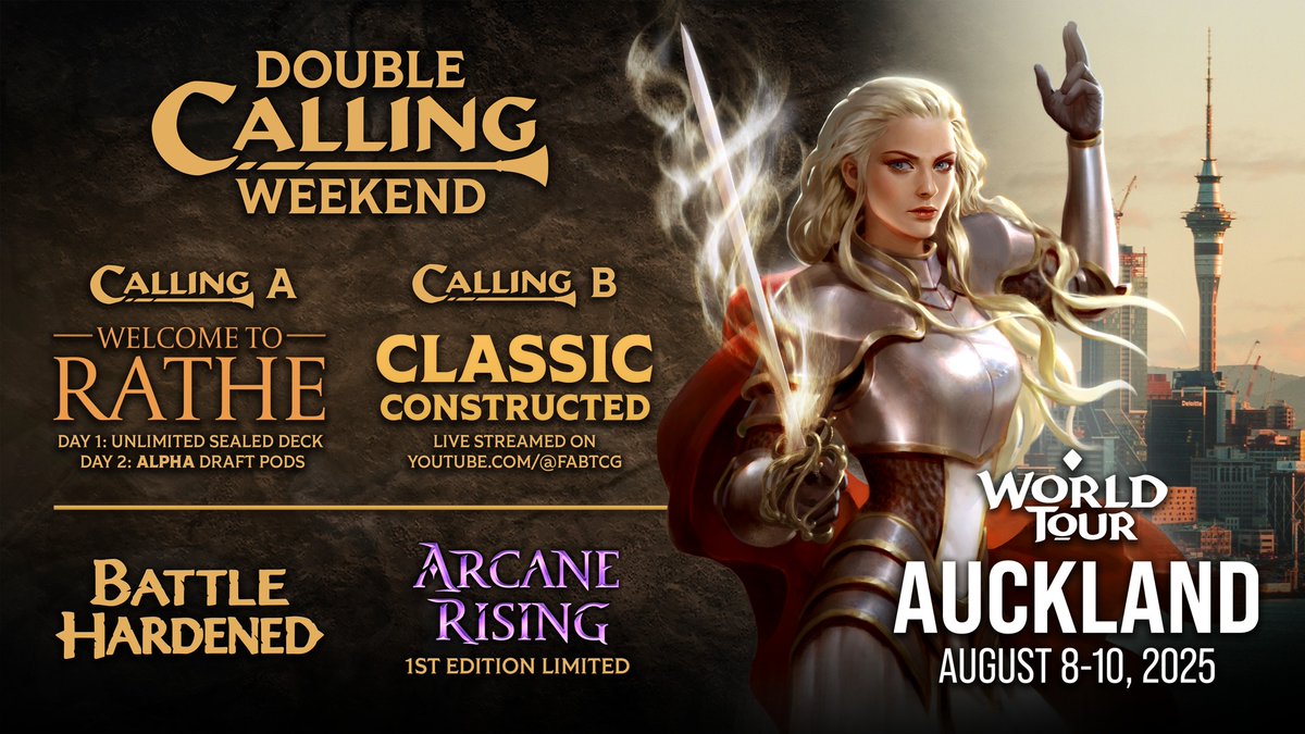 Auckland Card Show (@aklcardshow) on Twitter photo Flesh and Blood's World Tour is coming to <a href="/aklcardshow/">Auckland Card Show</a> this August!
Get a ticket to the event + access to the show: tinyurl.com/bdf6yj43 Flesh and Blood's World Tour is coming to <a href="/aklcardshow/">Auckland Card Show</a> this August!
Get a ticket to the event + access to the show: tinyurl.com/bdf6yj43
