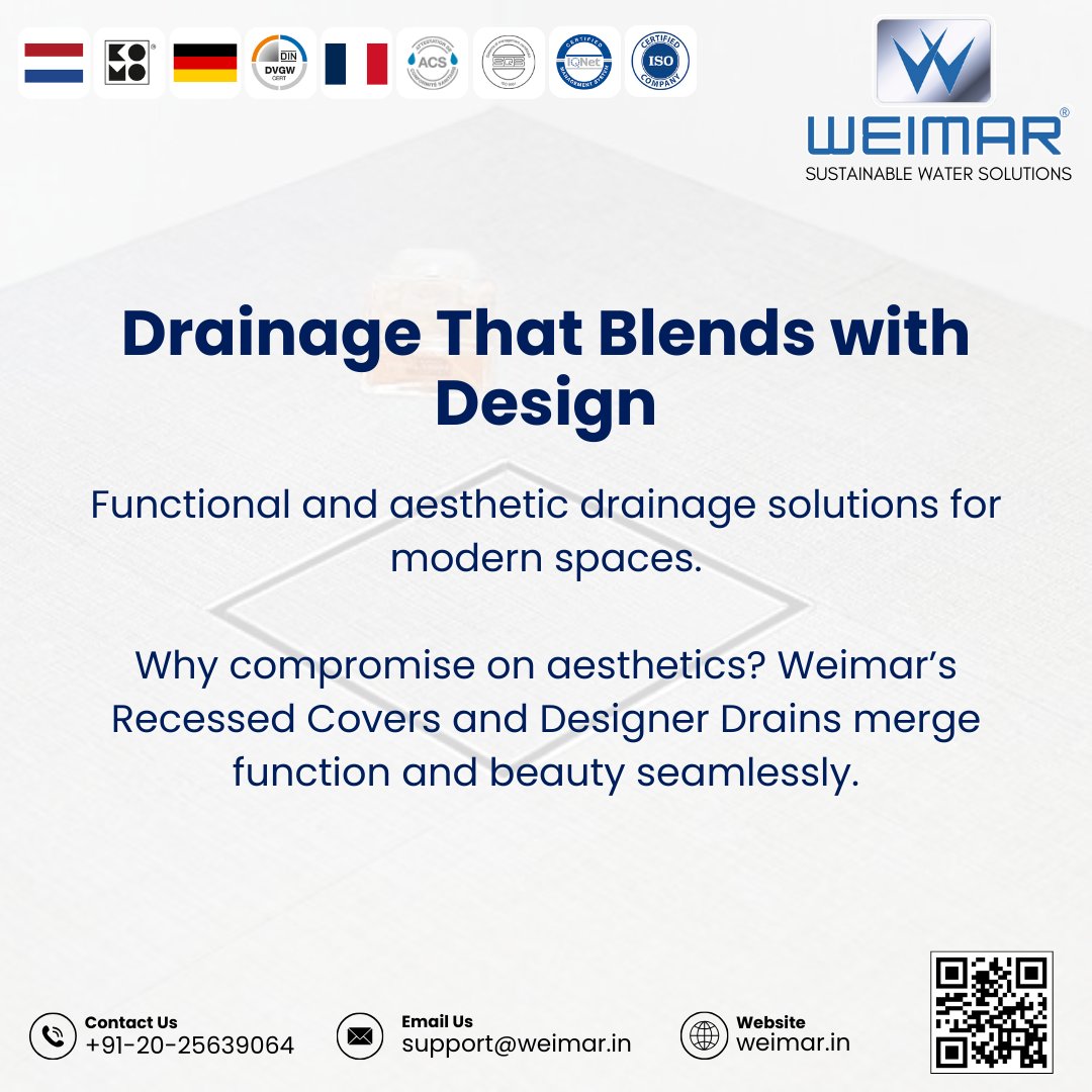 weimarindiallp's tweet image. Why choose between form and function when you can have both?

Weimar’s Recessed Manhole Covers and Designer Drains are crafted to blend effortlessly into your flooring—delivering performance without compromising on looks.
#ModernPlumbing #WeimarSolutions #FlexiblePlumbing