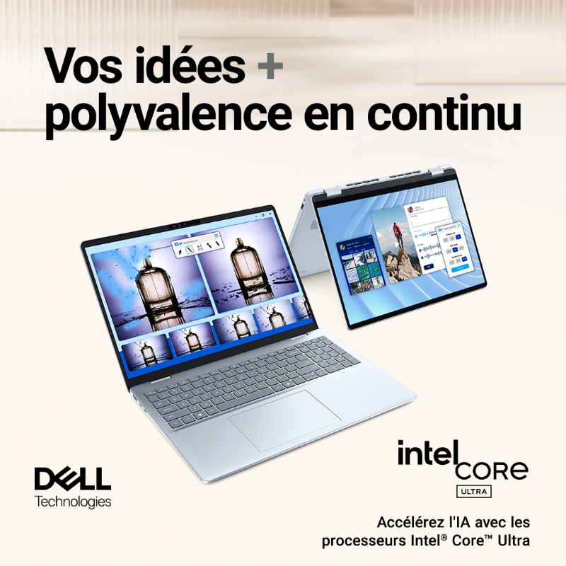 DellTechFrance's tweet photo. Tout devient possible avec les tout nouveaux PC IA ultra-fins et légers.