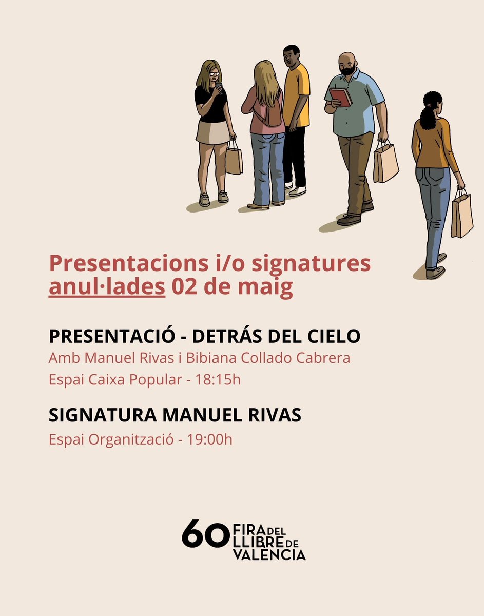 🚨Recordeu que tant la presentació com la signatura de Manuel Rivas ha sigut cancel·lada.