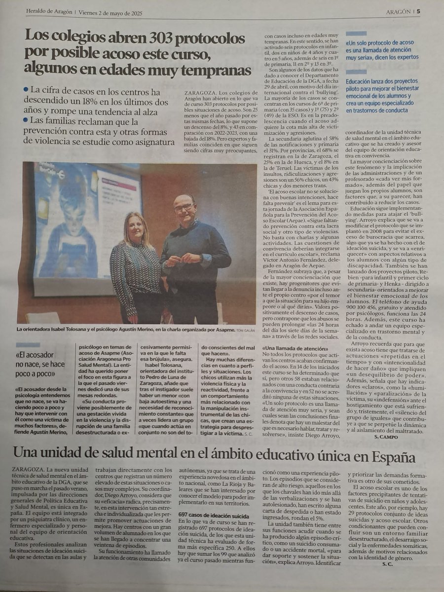 Dieg🎯 (@diegoarroyom) on Twitter photo 📍2 de mayo, Día Internacional contra el Acoso Escolar, es un placer colaborar con <a href="/heraldoes/">Heraldo de Aragón</a> aportando un granito de arena para combatir esta lacra <a href="/juanroyoabenia/">Juan Royo Abenia Goyanes Tul</a> <a href="/marcelamomberg/">marcelamomberg</a> <a href="/XavierMarcet/">Xavier Marcet</a> <a href="/carmeniglesiasb/">Carmen Iglesias 🙋</a> <a href="/imgende/">Ingrid Mosquera</a> <a href="/quiquesubi/">Quique Subirás</a> <a href="/criscarretero1/">Cristina Carretero G. 🌐</a> <a href="/CotoYcm/">Yolanda Coto M.</a> <a href="/profedeprimari/">Israel</a> 👇 📍2 de mayo, Día Internacional contra el Acoso Escolar, es un placer colaborar con <a href="/heraldoes/">Heraldo de Aragón</a> aportando un granito de arena para combatir esta lacra <a href="/juanroyoabenia/">Juan Royo Abenia Goyanes Tul</a> <a href="/marcelamomberg/">marcelamomberg</a> <a href="/XavierMarcet/">Xavier Marcet</a> <a href="/carmeniglesiasb/">Carmen Iglesias 🙋</a> <a href="/imgende/">Ingrid Mosquera</a> <a href="/quiquesubi/">Quique Subirás</a> <a href="/criscarretero1/">Cristina Carretero G. 🌐</a> <a href="/CotoYcm/">Yolanda Coto M.</a> <a href="/profedeprimari/">Israel</a> 👇