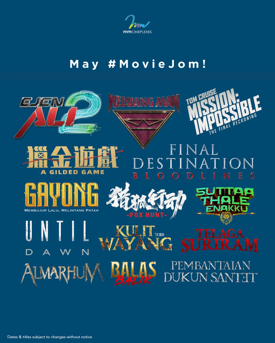 Banyak gila movie best keluar bulan Mei ni... 👀🍿🎬
Dah aim yang mana nak tengok? Jom plan dengan geng! 😍

#mmCineplexes #mmCineplexesPlus #MOVIEJOM #MovieMagic #CinematicExperience