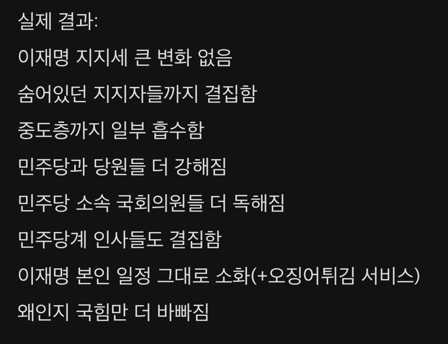 그들이 생각한 판결 기대효과: 이재명 지지세 폭락, 민주당 분열 ??? 그러나 👏