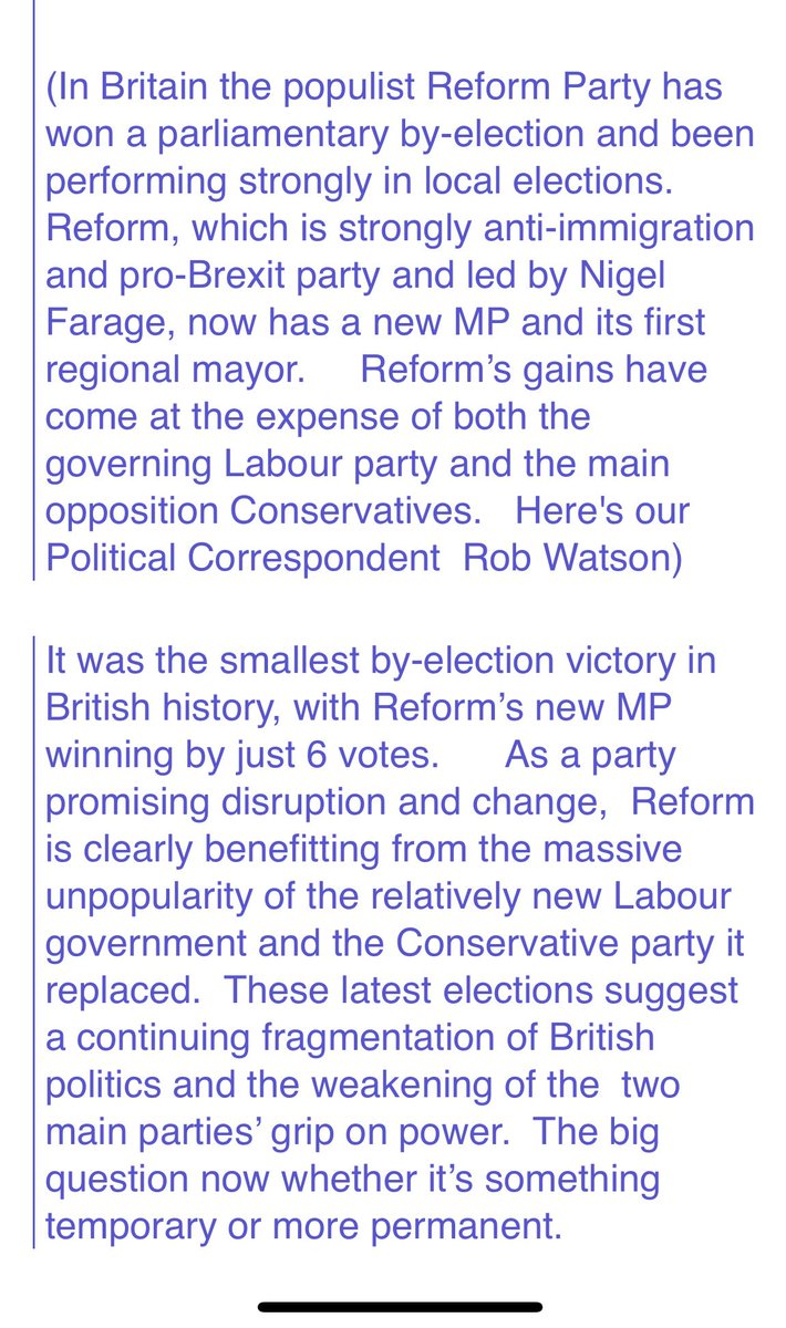 robwatsonBBC (@robwatsonbbc) on Twitter photo In British politics, Reform seems to be on the rise and the two party system in decline. My upsum report for <a href="/bbcworldservice/">BBC World Service</a>: In British politics, Reform seems to be on the rise and the two party system in decline. My upsum report for <a href="/bbcworldservice/">BBC World Service</a>:
