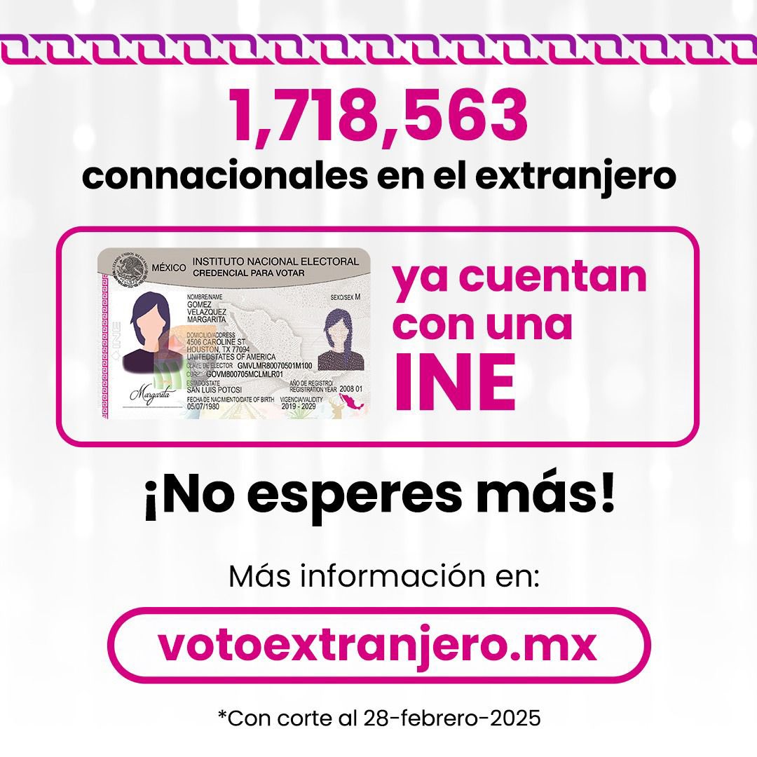 🌎 ￼¡Qué esperas para tramitar tu credencial, conoce cuántos mexicanos y mexicanas ya tienen la suya! 🗳
#VotoExtranjero #INEMéxico