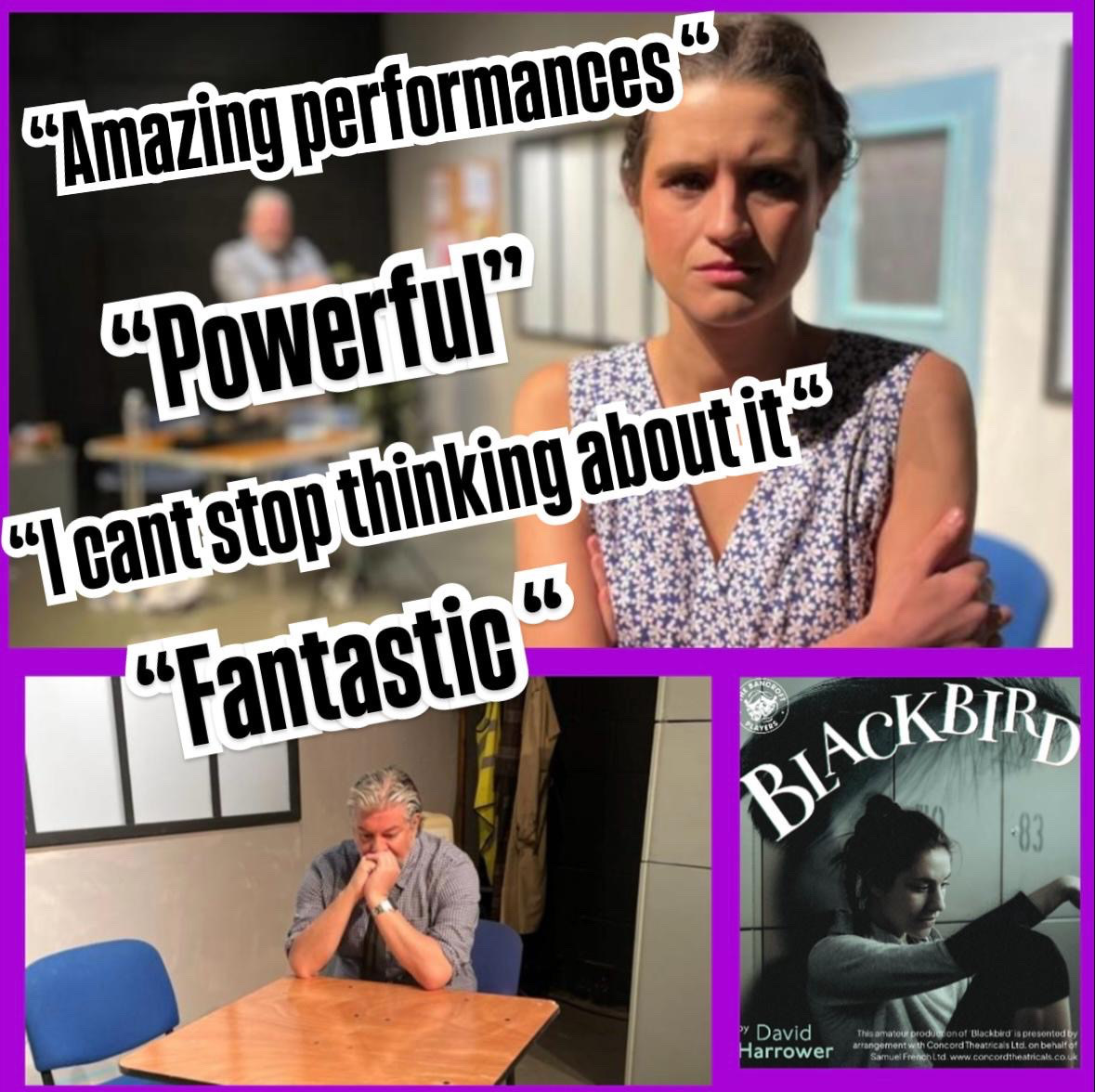 Just two chances left to catch this powerful and thought provoking show! BLACKBIRD by David Harrower at the QMT STUDIO 

qmt.org.uk/production/bla… 

🎭- Blackbird by David Harrower
🗓️- 29 April to 3 May
⌚️- 7.45pm
📍- The QMT Studio

#blackbird #hitchincreative #QMT #hitchin