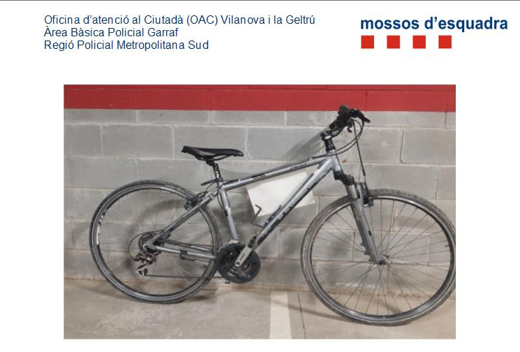 📣Crida de <a href="/mossos/">Mossos</a> #Vng a la ciutadania 
🚲Reconeixes aquesta bicicleta com a teva? 
📄📷Tens algun document acreditatiu? 
✅Si acredites titularitat:
📍Adreça't a la Comissaria de (Rda. Ibèrica, 68) Aquestes bicicletes provenen d'intervencions policials #policiadecatalunya