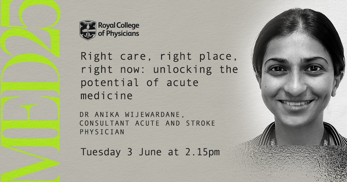 Join Dr Anika Wijewardane at Medicine2025 as she explores the role of acute medicine in tackling today's urgent and emergency care crisis. She will also highlight how collaboration across specialties supports integrated care, and more.

🔗Book today: rcpmedicine.co.uk/2025