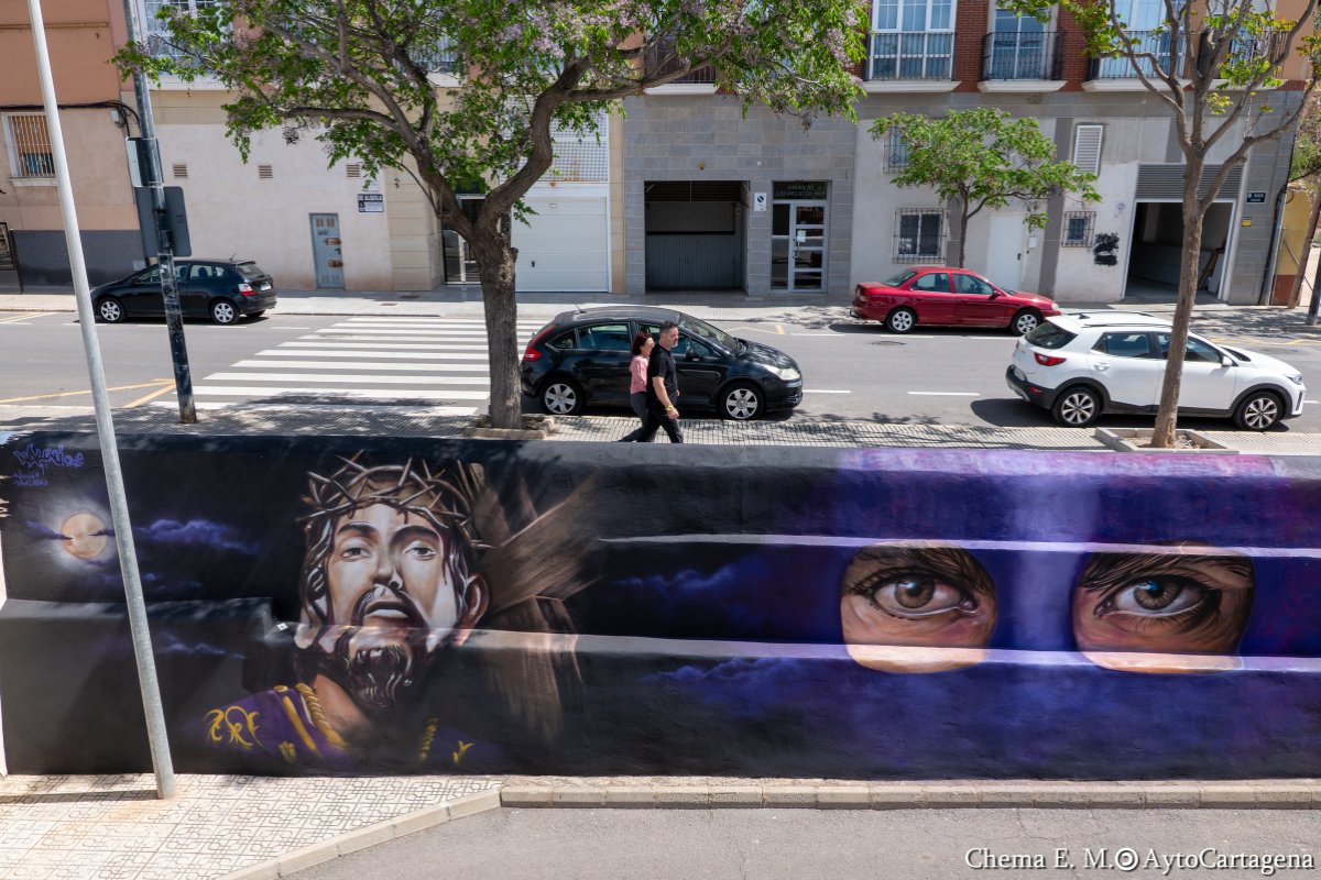 TuriCartagenaES's tweet photo. 🎨 Orgullo cartagenero en Santa Lucía
El grafiti mural ubicado en Santa Lucía y dedicado al Jesús Nazareno, candidato a mejor obra urbana internacional! https://t.co/vXWJS9mETK