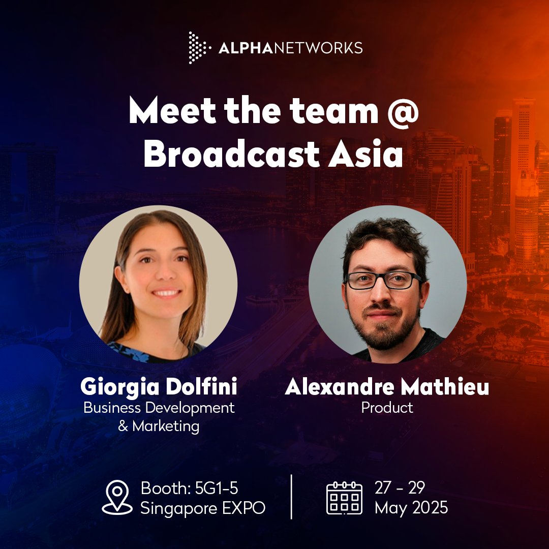 AlphaNetworks_'s tweet image. The countdown to BroadcastAsia is on! ⏳

Meet our team on-site and discover the latest in #OTT #UX, #AI metadata, and #VideoMonetization.

📅 Want to connect during the show? Book a meeting: alpha-networks.odoo.com/book/BCA2025

See you in Singapore! 🇸🇬

 #MediaTech #StreamingMedia