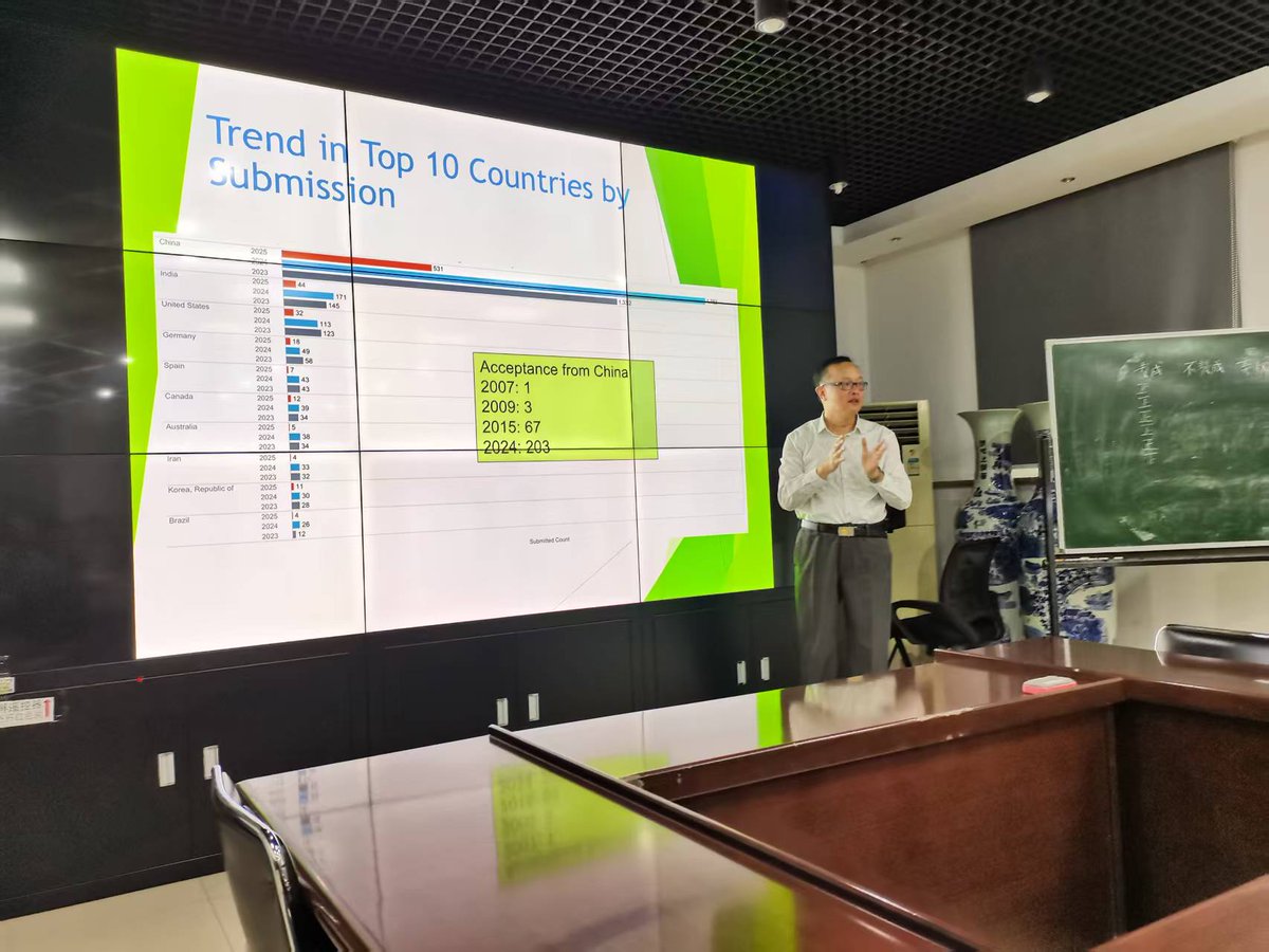 PolaigPolyu's tweet image. Prof. @Qihao_Weng was invited to deliver a talk at @PKU1898 to discuss AI in academic publishing & remote sensing. Exploring the intersection of digital tech, spatiotemporal intelligence & teaching innovation. Great insights on research trends! ๐ #AcademicPublishing #GeoAI