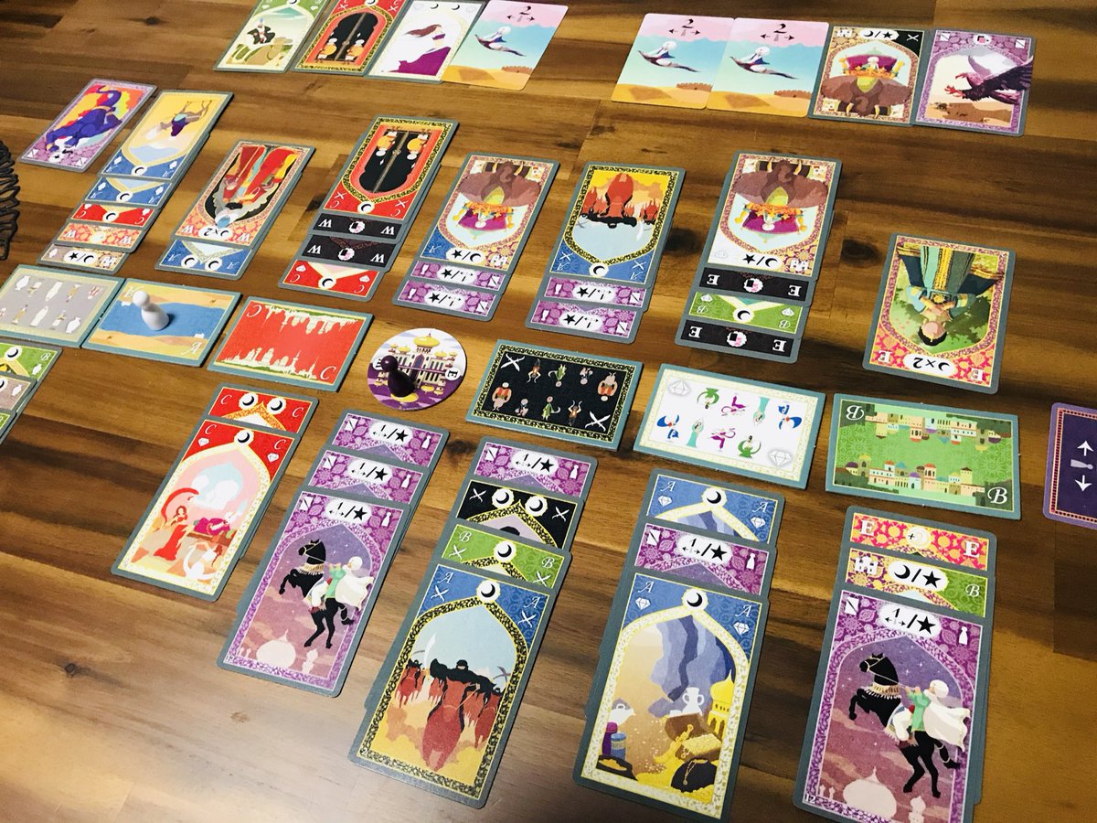 Twin princes Reborn Edition 2 players
One player draws five cards and divides them into two sets, adding a flying carpet card to bring the number of cards in each set to five. The other player chooses one of the sets and then takes turns placing the cards.
forms.gle/2SocpJzvzDhBFD…