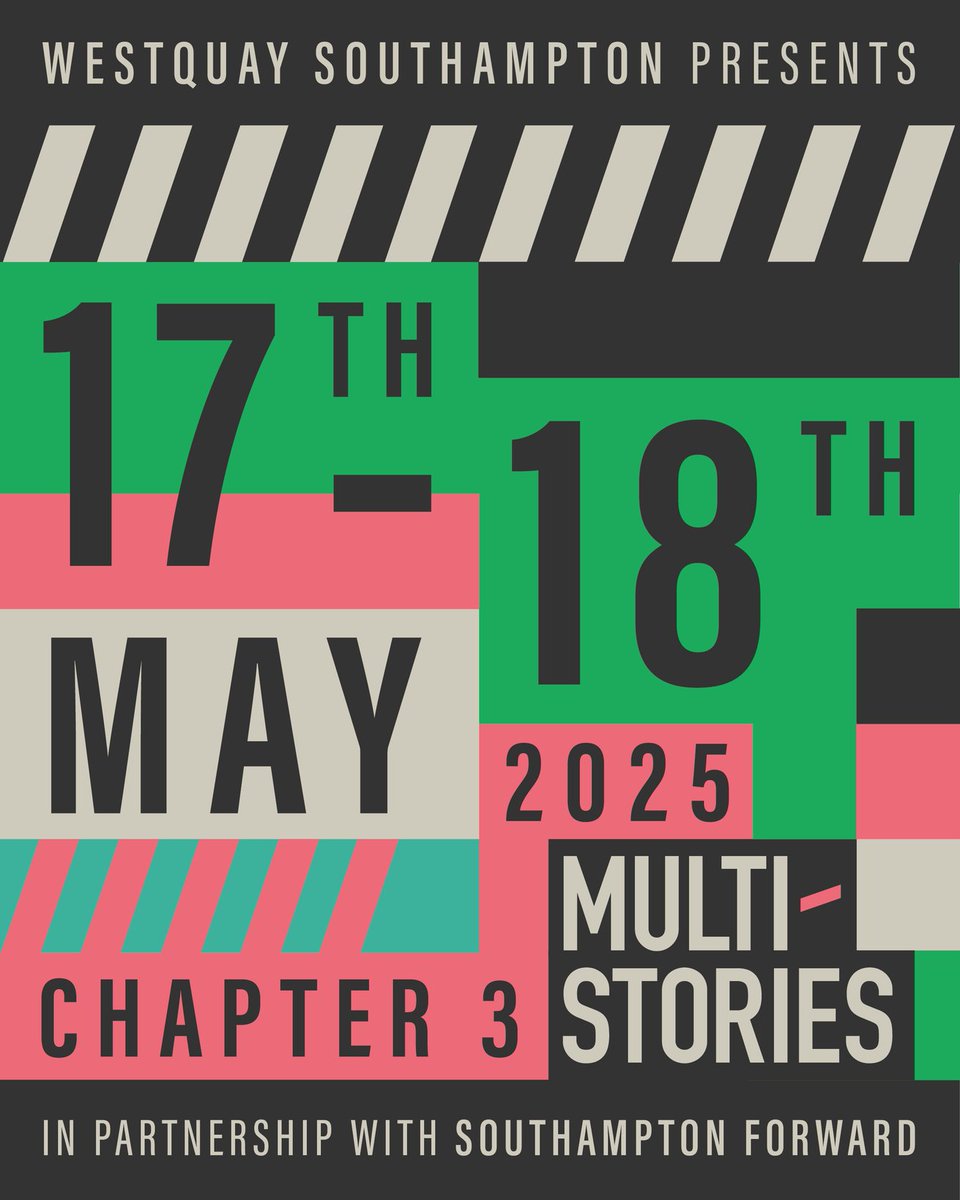 It's back! We're excited to announce Multi-Stories is back for Chapter 3! Watch over 30 artists, enjoy free workshops, skateboarding with @weskatesoton, music, DJs and more! 

⚡17th and 18th May 
⚡ Between 12 and 6pm 
⚡Levels 4-6 Multistorey Carpark