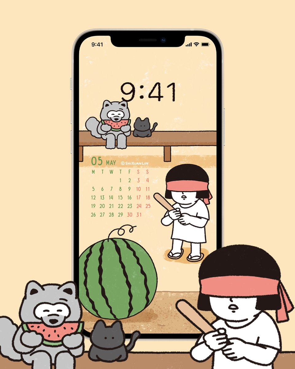 shixuanlin_'s tweet photo. 像觀落陰的打西瓜🍉ヽ( ×ω× )
#カレンダー #壁紙 #5月 #Calendar #スイカ https://t.co/cbiX3iCRqR