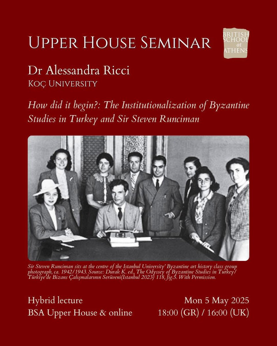 @bizantinistica@🐘.🌍 (@bizantinistica) on Twitter photo How did begin the Byzantine Studies in Modern Turkey ? From the <a href="/BSAthens/">The British School at Athens</a> !
To attend in person in Athens or online via Zoom webinar, please register here:
bsa.ac.uk/events/alessan… How did begin the Byzantine Studies in Modern Turkey ? From the <a href="/BSAthens/">The British School at Athens</a> !
To attend in person in Athens or online via Zoom webinar, please register here:
bsa.ac.uk/events/alessan…