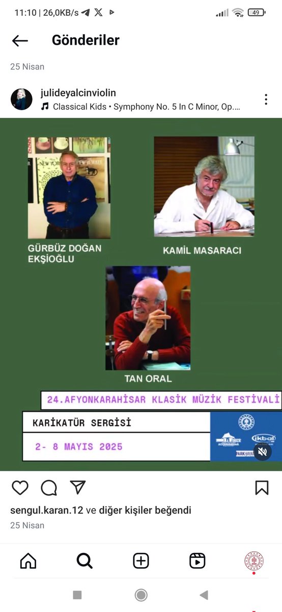 Değerli Sanatseverler Afyonkarahisar Klasik Müzik Festivali kapsamındaki Karikatür Sergisi İkbal Termal Lobisi sinde.
🗓️ 2-8 Mayıs 2025
📍İkbal Termal
