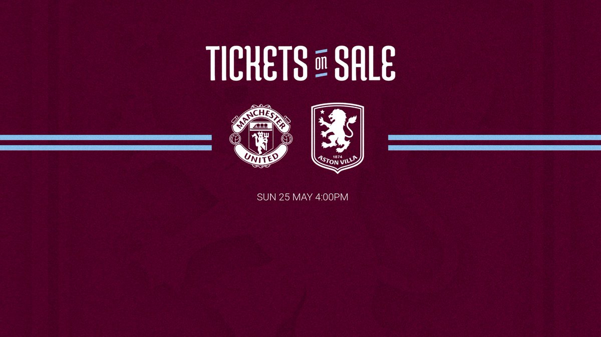 AVFCSupport's tweet photo. 🚨Tickets for our trip to Old Trafford on the final day of the Premier League season are now on sale to 2024/25 Season Ticket Holders.
🎟️ Tickets can be purchased by clicking on the below link. ⏬
https://t.co/f1cX58sytS
#AVFC https://t.co/8XjuUtve4K