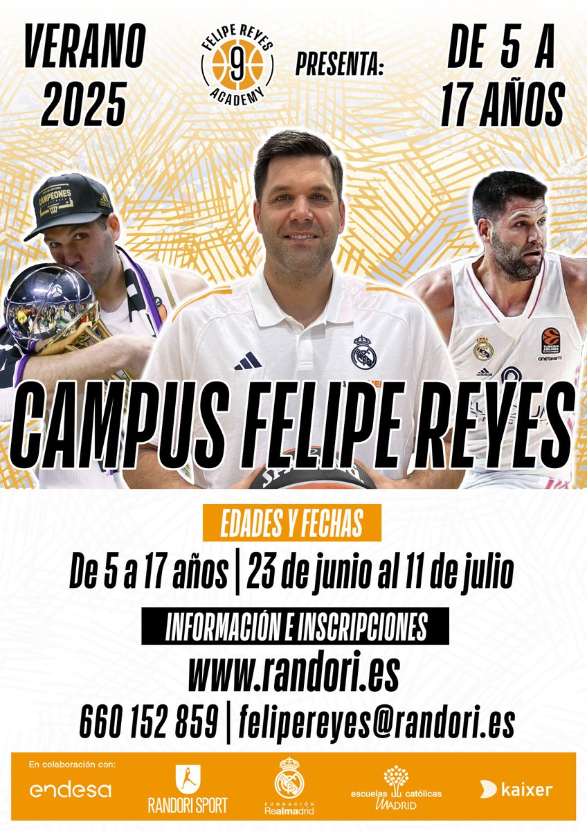Un año más somos colaboradores del CAMPUS <a href="/9FelipeReyes/">Felipe Reyes</a> by <a href="/RandoriSport/">Randori Sport</a> 🏀

Contará con DIEZ sedes en todo Madrid 🙌

📷 Información e inscripciones en randori.es/felipereyes

@felipereyesacademy