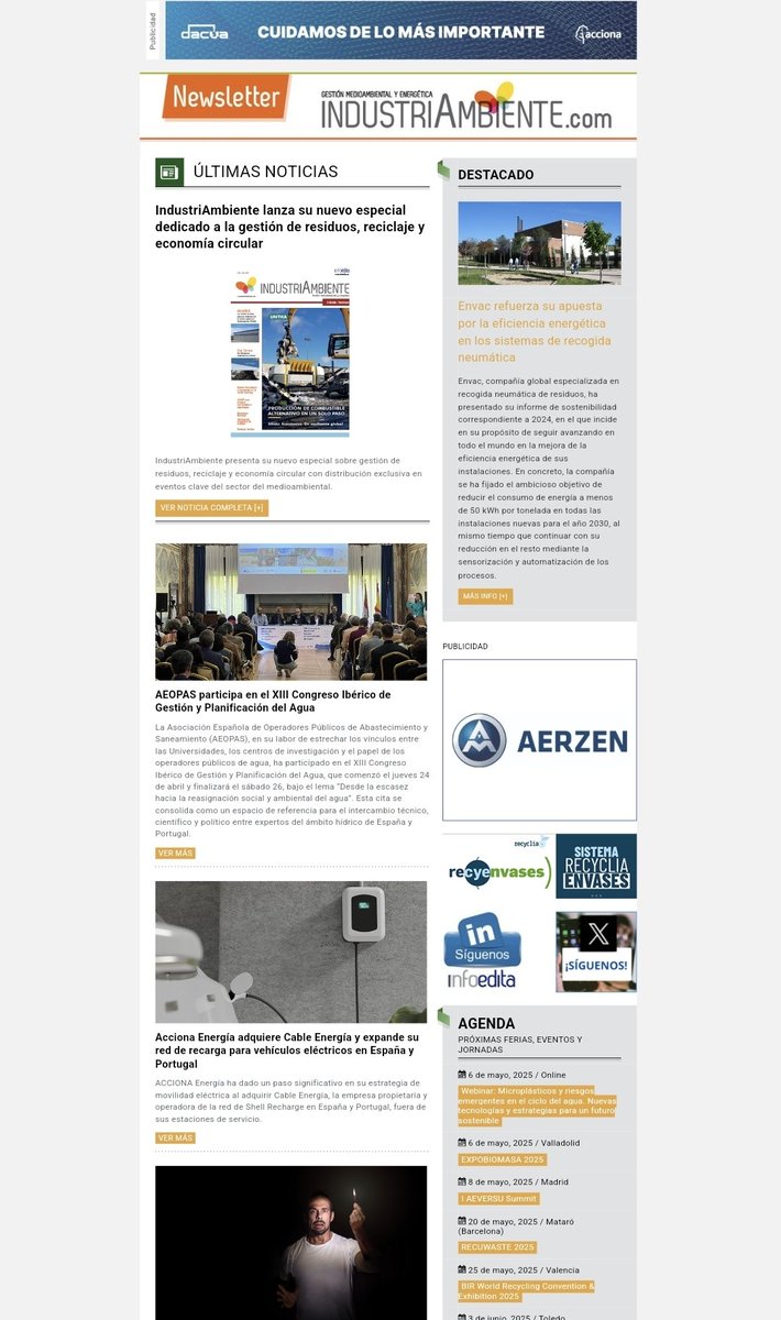 No te pierdas nuestra Newsletter semanal con toda la actualidad del sector medioambiental y energética más importante acontecida durante la semana.

news.infoedita.es/show/3195651/Q…

#Newsletter #IndustriAmbiente