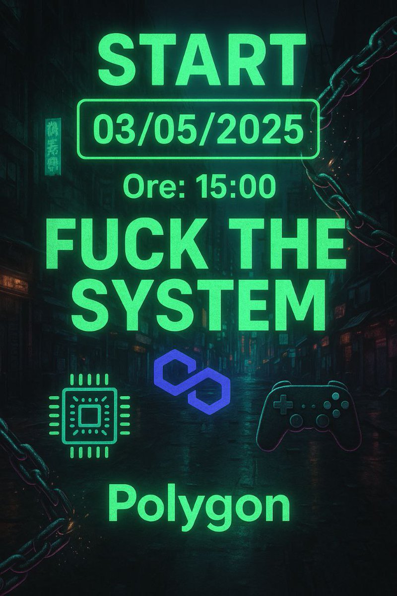 Fu_ktheSytemFTS's tweet photo. THE WAIT IS OVER🚨💥
Launching May 3rd, 2025

FUCK THE SYSTEM
A new era of NFT Mining and Web3 Gaming begins on Polygon.
Mine⛏️Play🕹️ Earn💰
This is not just a game. It’s a digital revolution🔥

#FTS #NFTMining #Web3Gaming #Polygon #BlockchainGames #Cyberpunk #FuckTheSystem https://t.co/qjdC1pFnQb