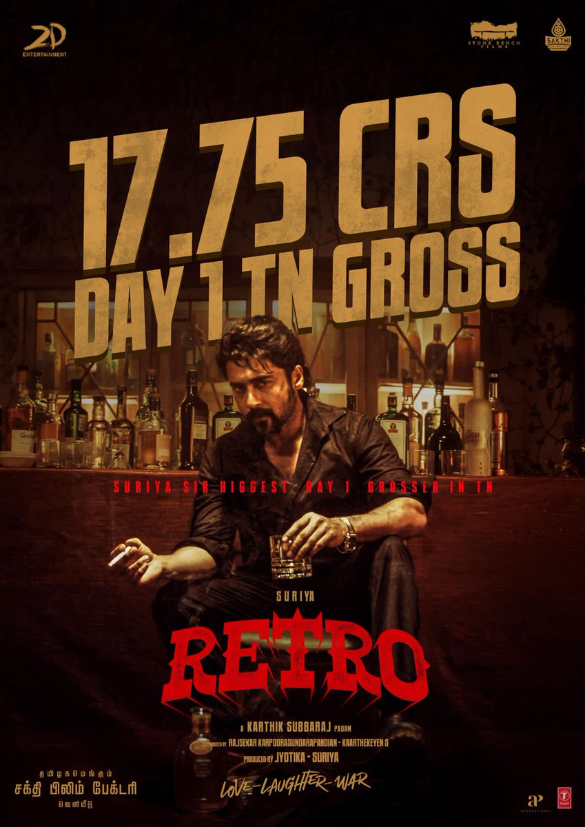 igtamil's tweet photo. ₹17.75 Cr Day 1 gross in Tamil Nadu at regular ticket rates! 

Highest-ever opening for @Suriya_Offl https://t.co/Mo7ei42z0p