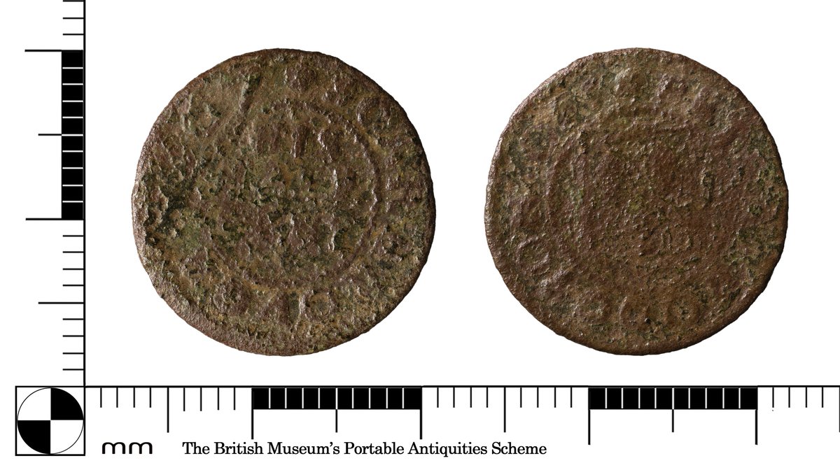 YORYM_FLA's tweet image. This is a halfpenny trade token produced in 1667 for Peter Hodgson, a salter in Scarborough. Salters traded salt, were experts in the dry salting of fish and meat, dealt with flax, hemp, logwood, cochineal, potashes and chemical preparations. #FindsFriday buff.ly/sYMx7AJ