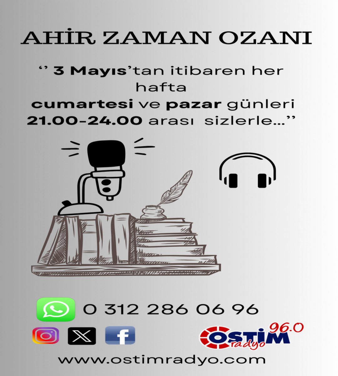 Ostim Radyo (@ostimradyo) on Twitter photo ''Ahir Zaman Ozanı''
''3 Mayıs'tan itibaren her hafta cumartesi ve pazar günleri 21:00 - 24:00 arası Ostim Radyo'da sizlerle...''
<a href="/ostimradyo/">Ostim Radyo</a>
#türkülerecanverenradyo
#ahirzamanozanı ''Ahir Zaman Ozanı''
''3 Mayıs'tan itibaren her hafta cumartesi ve pazar günleri 21:00 - 24:00 arası Ostim Radyo'da sizlerle...''
<a href="/ostimradyo/">Ostim Radyo</a>
#türkülerecanverenradyo
#ahirzamanozanı